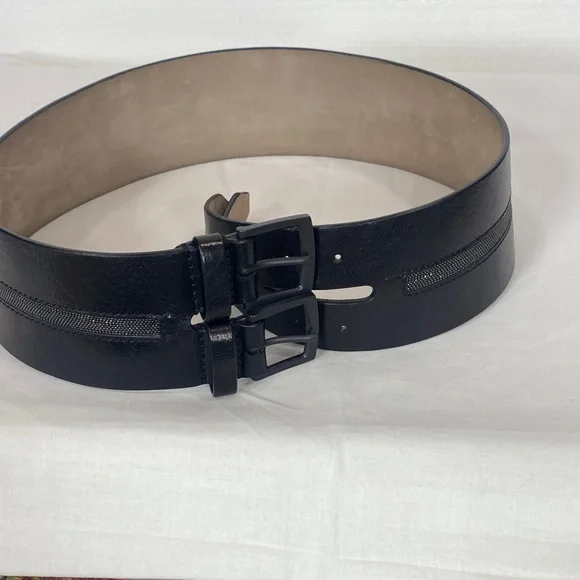 Brunello Cucinelli wide black belt with monili size S display picture 2
